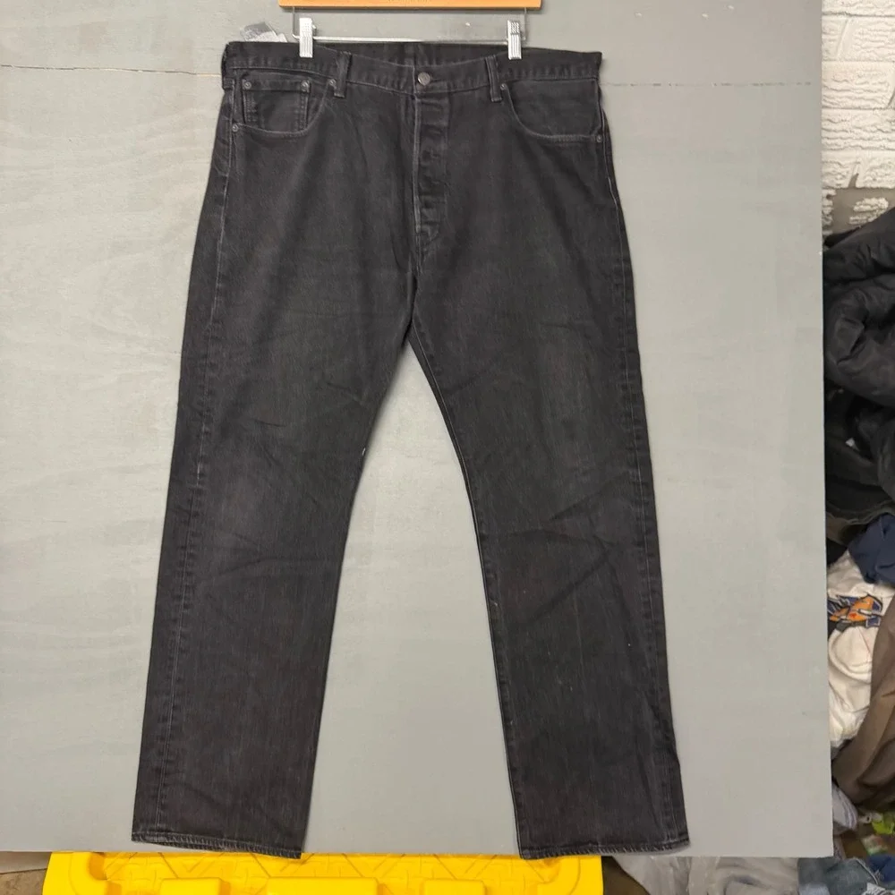 Levis 501 Original Fit Mens Faded Black Straight Leg Button Fly Jeans 40x32